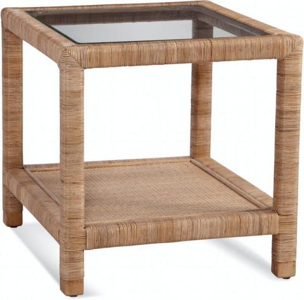 Pine Isle Rattan and Wicker End Table Model 1023-071 Made in the USA by Braxton Culler