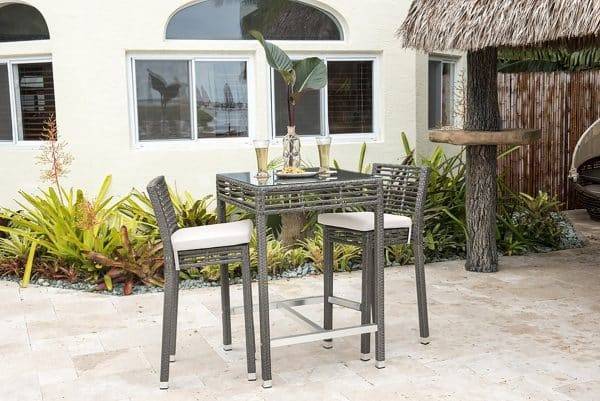 Outdoor Graphite 3 Pc Pub Set with Cushions by Panama Jack Model PJO-1601-GRY-3PB-CUSH