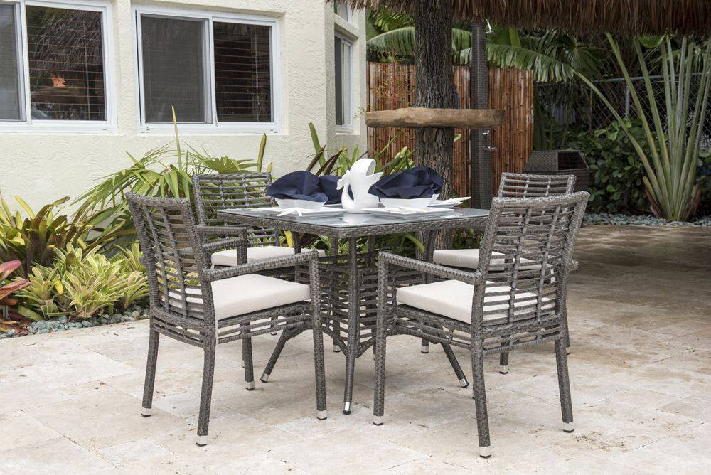 Outdoor Graphite 5 Pc Dining Set with Cushions by Panama Jack Model PJO-1601-GRY-5DA-CUSH