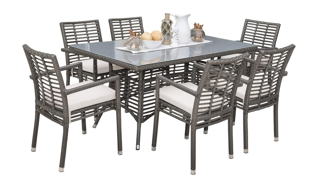 Outdoor Graphite 7 Pc Dining Set with Cushions by Panama Jack Model PJO-1601-GRY-7DA-CUSH
