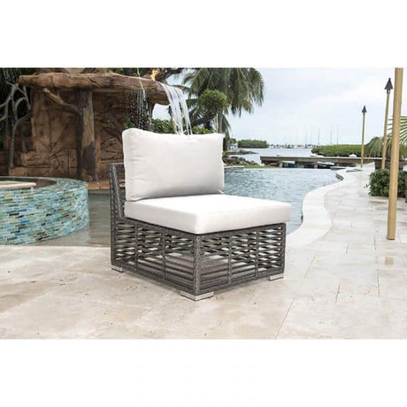 Outdoor Graphite Modular Armless Chair with Cushions by Panama Jack Model PJO-1601-GRY-A