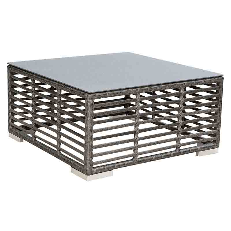 Outdoor Graphite Square Coffee Table with glass by Panama Jack Model PJO-1601-GRY-CT-GL