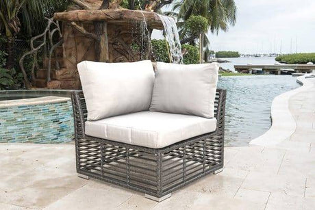 Outdoor Graphite Modular Corner Unit with Cushions by Panama Jack Model PJO-1601-GRY-C