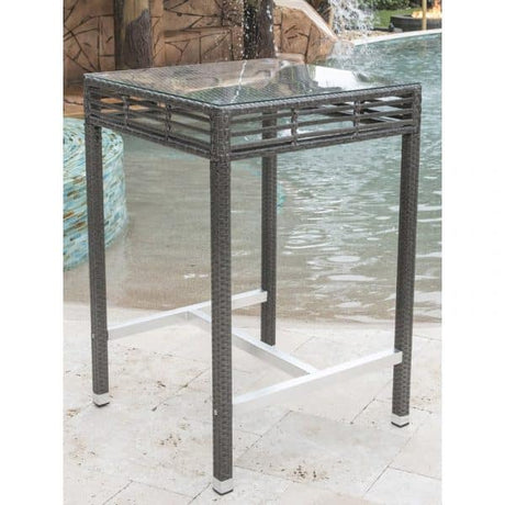 Panama Jack Outdoor Graphite Square Pub Table with Glass by Hospitality Rattan Model PJO-1601-GRY-PT