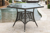 Panama Jack Outdoor Graphite Square Dining Table 36" W/Frost Glass & Hole by Hospitality Rattan Model PJO-1601-GRY-SQ