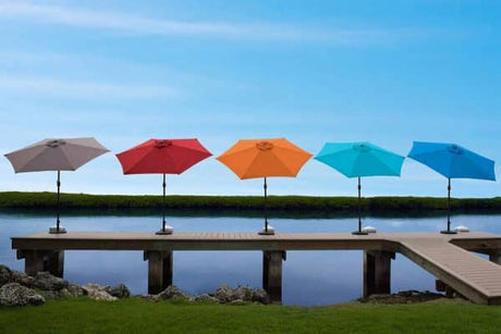 Outdoor Blue 9 ft Aluminum Patio Tilt Umbrella W/Crank by Panama Jack Model PJO-6001-BLUE
