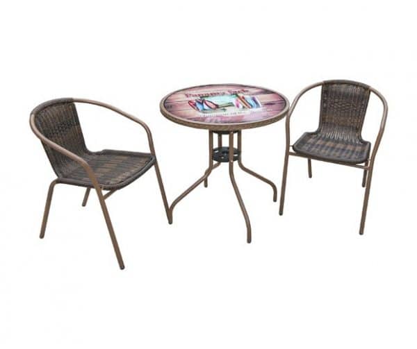 Panama Jack Outdoor Caf&Eacute; 3 Pc Chairman of The Boards Bistro Set by Hospitality Rattan Model PJO-9001-ESP-3CB