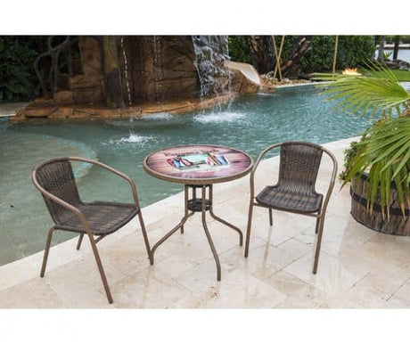 Panama Jack Outdoor Caf&Eacute; 3 Pc Chairman of The Boards Bistro Set by Hospitality Rattan Model PJO-9001-ESP-3CB