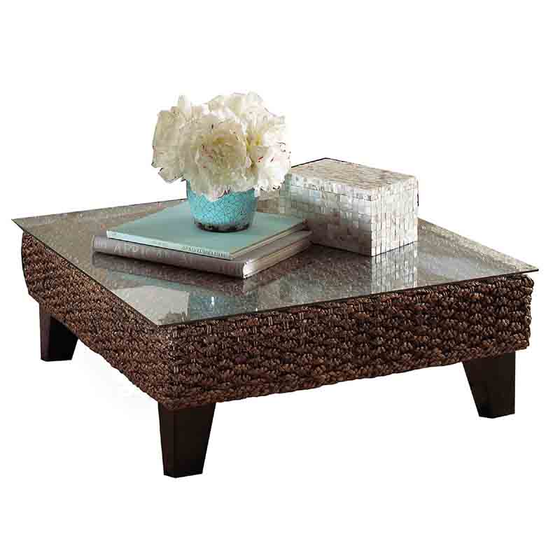 Sanibel Indoor Coffee Table with Glass by Hospitality Rattan Model PJS-1001-ATQ-CT-GL