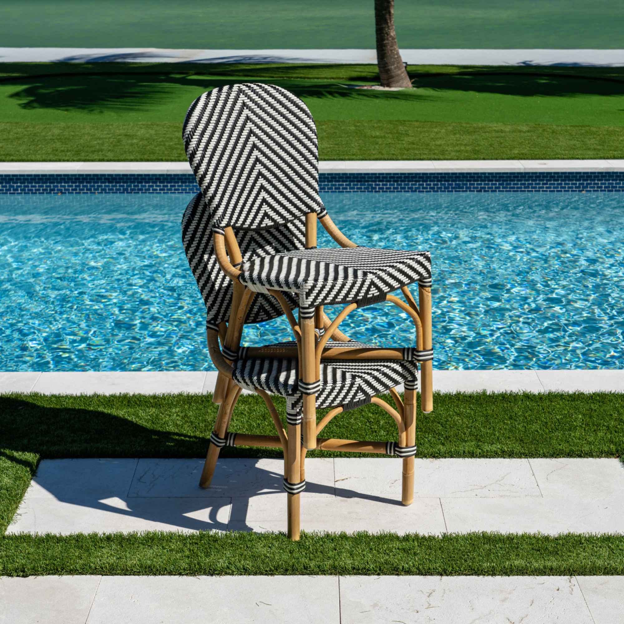 Panama Jack Nerea Side Chairs – Set of 2, Black & White Rattan