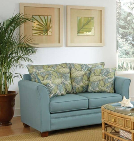 Plaza Upholstered 4 Pc Living Room Set with Rattan Tables by Stanley Chair Model 245-645SET