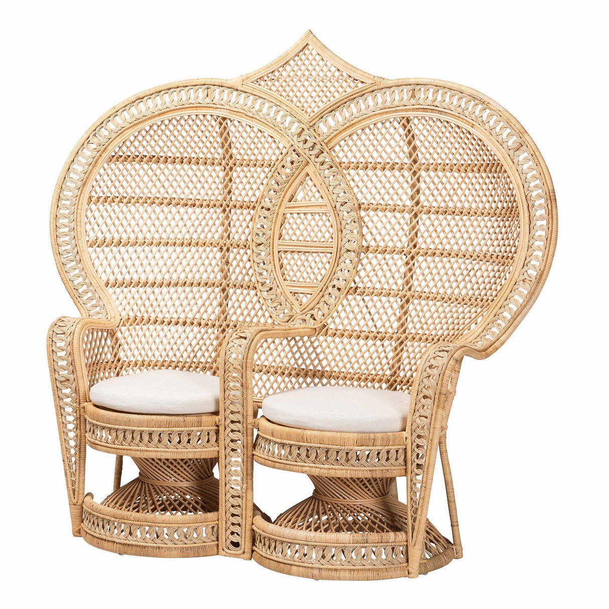 RIVIERA King and Queen BOHEMIAN NATURAL BROWN RATTAN TWO-SEATER PEACOCK CHAIR