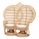 RIVIERA King and Queen BOHEMIAN NATURAL BROWN RATTAN TWO-SEATER PEACOCK CHAIR