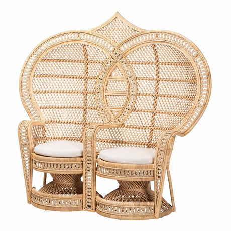 RIVIERA King and Queen BOHEMIAN NATURAL BROWN RATTAN TWO-SEATER PEACOCK CHAIR