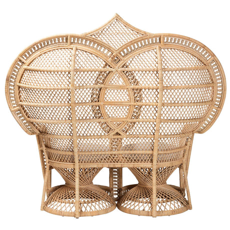 RIVIERA King and Queen BOHEMIAN NATURAL BROWN RATTAN TWO-SEATER PEACOCK CHAIR