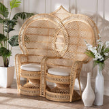 RIVIERA King and Queen BOHEMIAN NATURAL BROWN RATTAN TWO-SEATER PEACOCK CHAIR