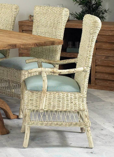 Provence Dining Room Set in Rustic White Stains by Designer Wicker Tribor PV-7PC-SET