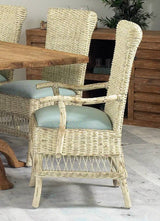 Provence Rustic Whitewash Rattan Dining Room Arm Chair PV-22 Designer Wicker Tribor