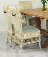 Provence Rustic Whitewash Rattan Dining Side Chair PV-21 Designer Wicker Tribor