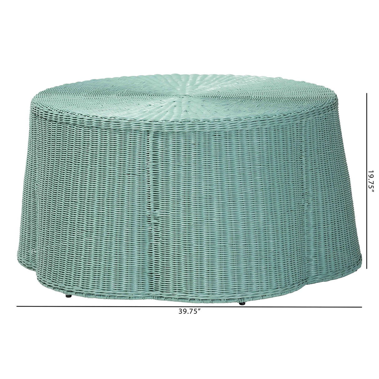 Cove Bohemian Seaguard Green Scalloped Rattan Coffee Table by Wicker Fair