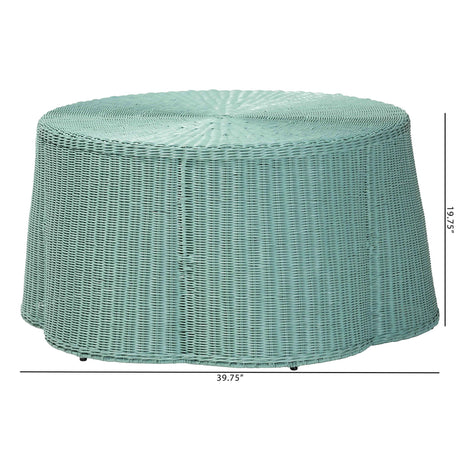 Cove Bohemian Seaguard Green Scalloped Rattan Coffee Table by Wicker Fair