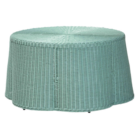Cove Bohemian Seaguard Green Scalloped Rattan Coffee Table by Wicker Fair