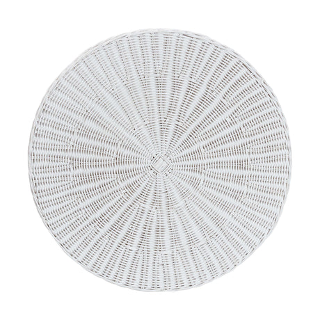 Cove Bohemian White Scalloped Rattan Console Table by Wicker Fair