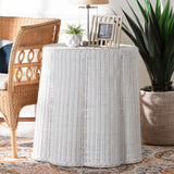 Cove Bohemian White Scalloped Rattan Console Table by Wicker Fair