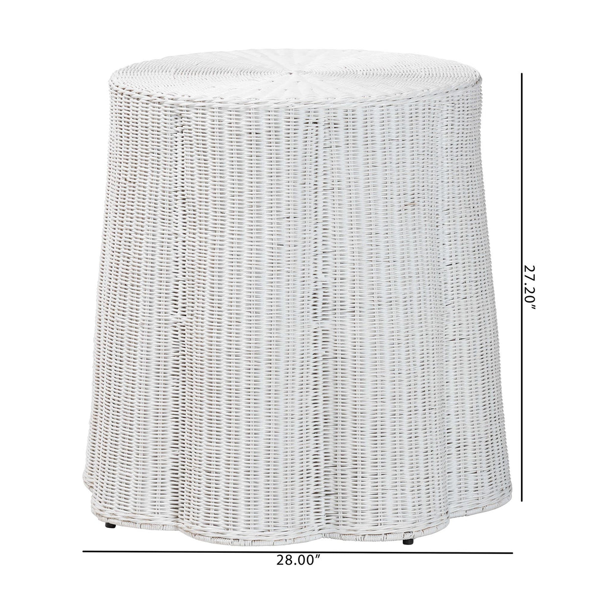 Cove Bohemian White Scalloped Rattan Console Table by Wicker Fair