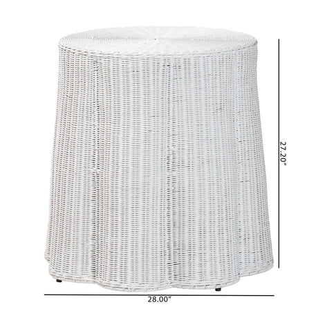 Cove Bohemian White Scalloped Rattan Console Table by Wicker Fair