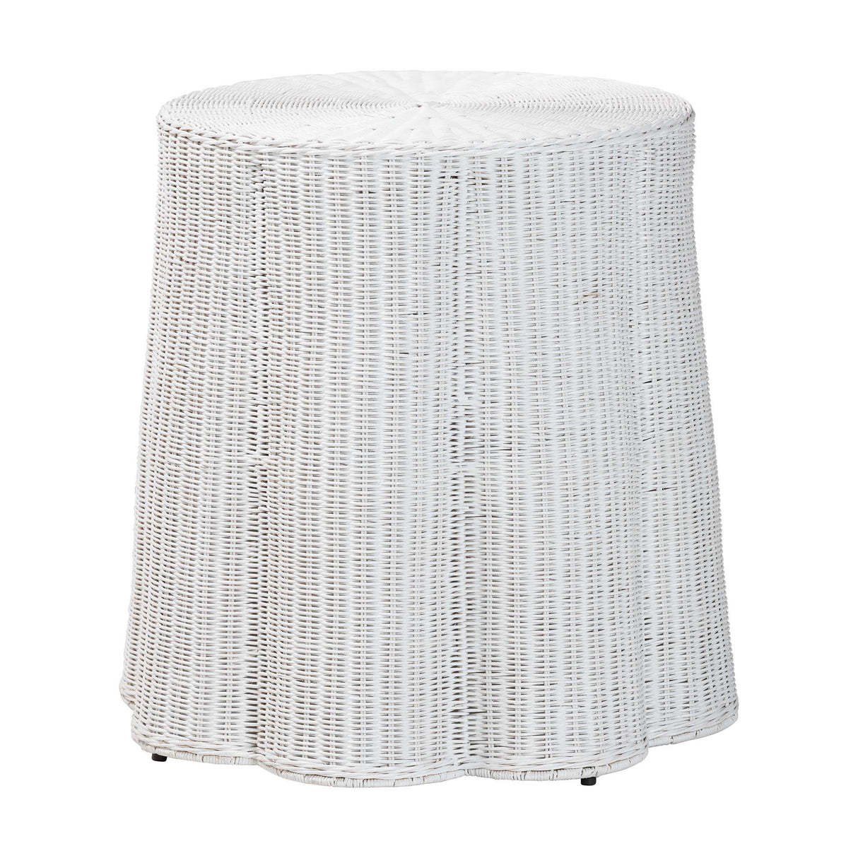 Cove Bohemian White Scalloped Rattan Console Table by Wicker Fair