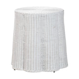 Cove Bohemian White Scalloped Rattan Console Table by Wicker Fair