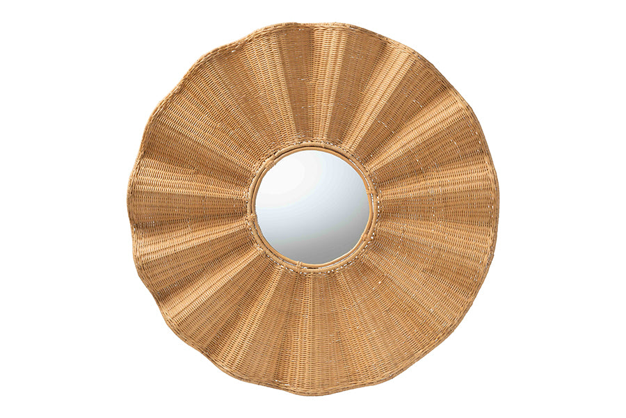 Palms Scalloped Rattan Wall Mirror by Wicker Fair