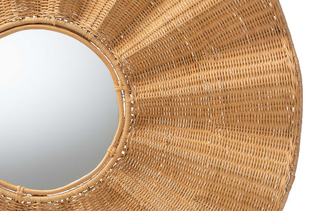 Palms Scalloped Rattan Wall Mirror by Wicker Fair
