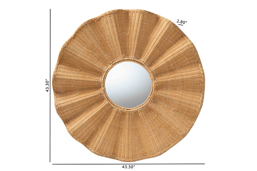 Palms Scalloped Rattan Wall Mirror by Wicker Fair