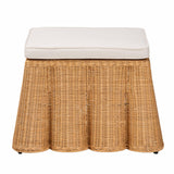 Vanuta Bohemian Honey Scallop Rattan Ottoman by Wicker Fair