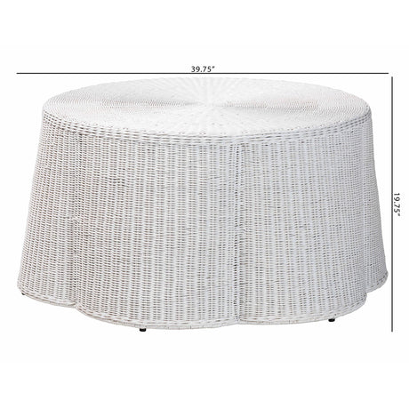 Palm Scalloped Rattan Coffee Table by Wicker Fair
