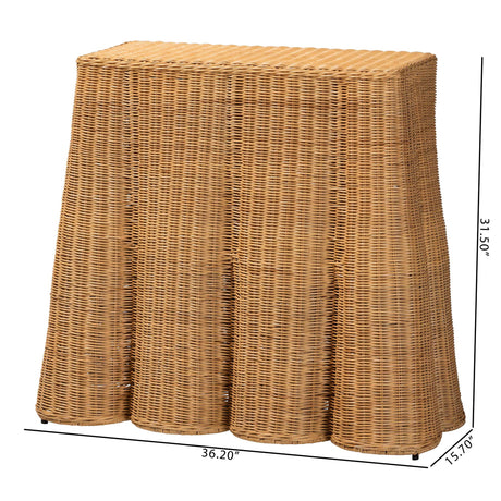 Cove Scallop Natural Rattan Console Table by Wicker Fair