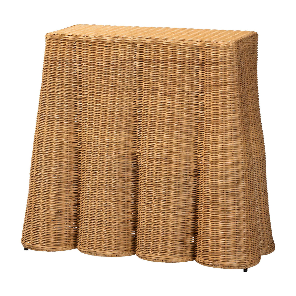 Cove Scallop Natural Rattan Console Table by Wicker Fair