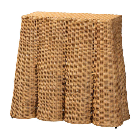Cove Scallop Natural Rattan Console Table by Wicker Fair