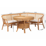 Persia 3 Piece Natural Rattan Dining Nook Set by Wicker Fair