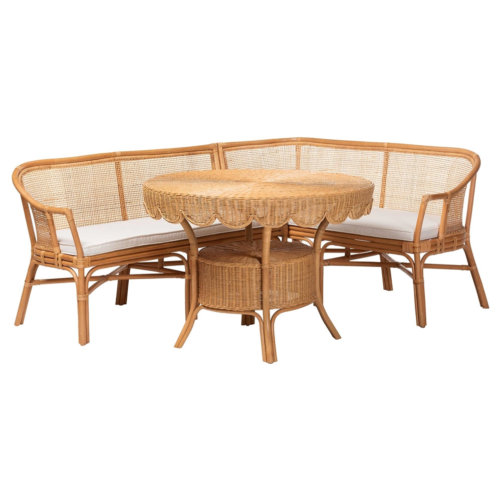Persia 3 Piece Natural Rattan Dining Nook Set by Wicker Fair