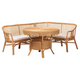 Persia 3 Piece Natural Rattan Dining Nook Set by Wicker Fair