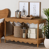 Olleria Bohemian Light Honey Scalloped Rattan Console Table by Wicker Fair