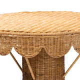 Nabla Bohemian Light Honey Rattan Scalloped Accent Table by Wicker Fair