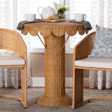 Nabla Bohemian Light Honey Rattan Scalloped Accent Table by Wicker Fair