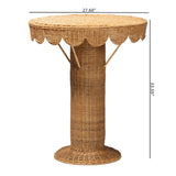 Nabla Bohemian Light Honey Rattan Scalloped Accent Table by Wicker Fair