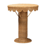 Nabla Bohemian Light Honey Rattan Scalloped Accent Table by Wicker Fair
