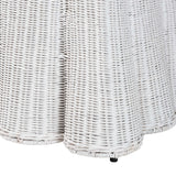 Vanuta Bohemian White Scallop Rattan Ottoman by Wicker Fair