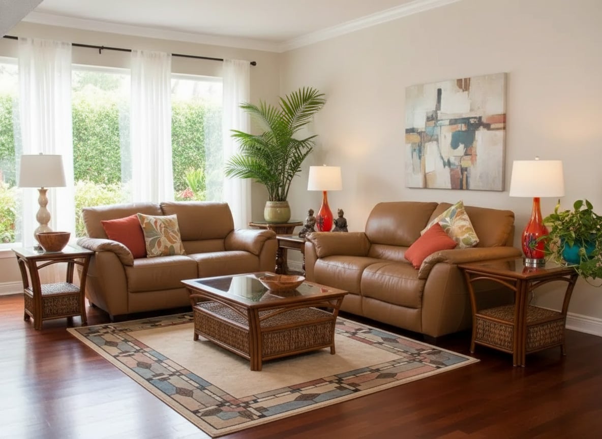 Panama Rattan Sofa or Console Table with Glass Top from Alexander and Sheriden
